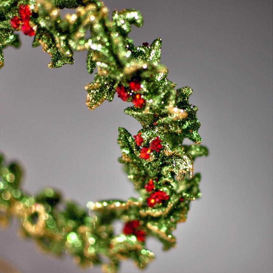 グリーンリーフオーナメントミニリース　キラキラ　クリスマス　オーナメント　ヒイラギ　かわいい　オシャレ |  | 04