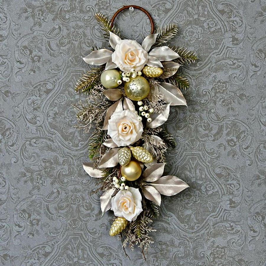 ホワイトローズ ドアノブスワッグ クリスマス シック 壁掛け おしゃれ 北欧 インテリア |  | 01