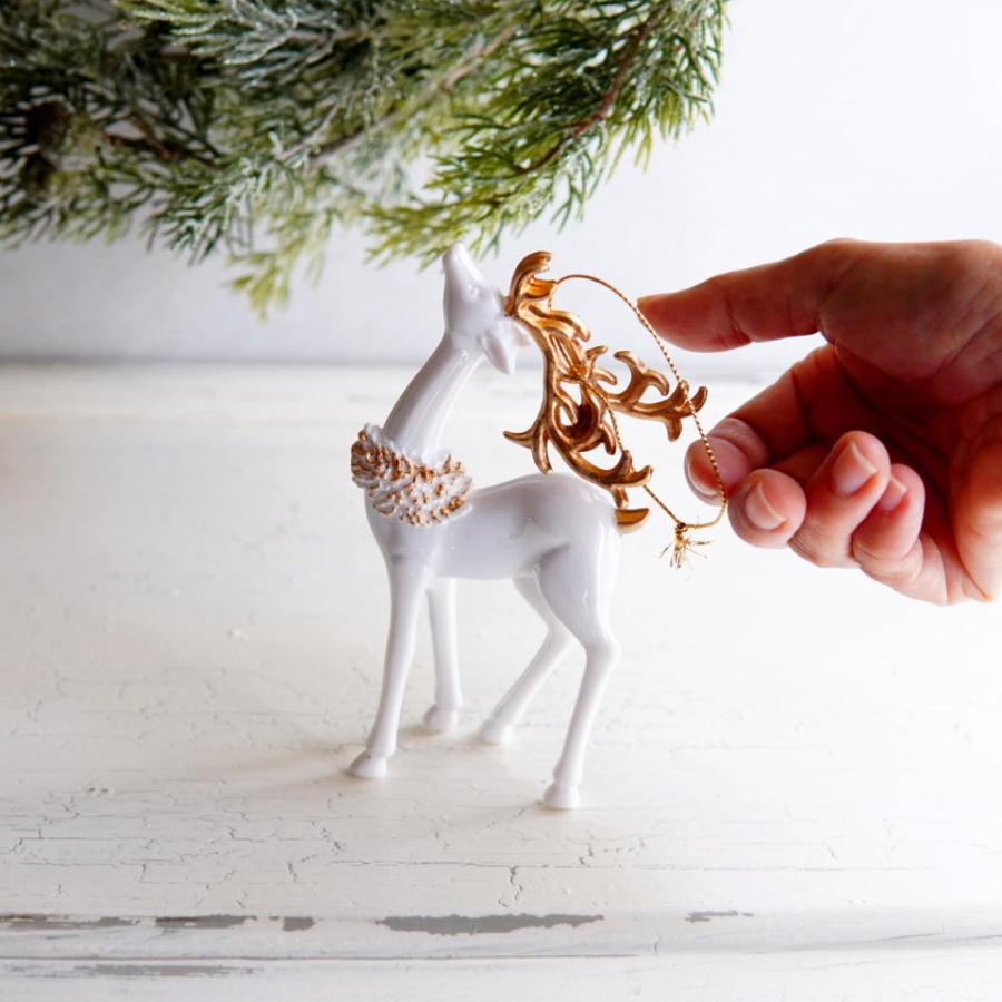 ホワイトトナカイ ゴールドホーン 置物 オーナメント ２個セット クリスマス 北欧インテリア リビング |  | 03