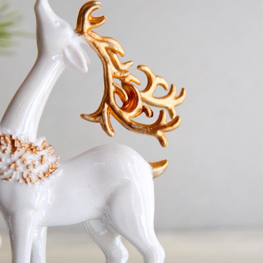ホワイトトナカイ ゴールドホーン 置物 オーナメント ２個セット クリスマス 北欧インテリア リビング |  | 05