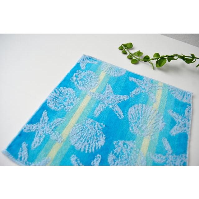 ハンドタオルブルー スターフィッシュ＆シェル タオル ハンカチ おしゃれ スタイリッシュ ハワイアン ギフト（メール便ＯＫ） |  | 01