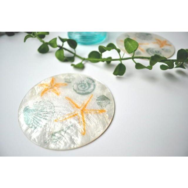カピスシェルコースター 2枚セット スターフィッシュ＆シェル柄 おしゃれ キッチン ギフト 西海岸 コースタルリビング ハワイ |  | 02