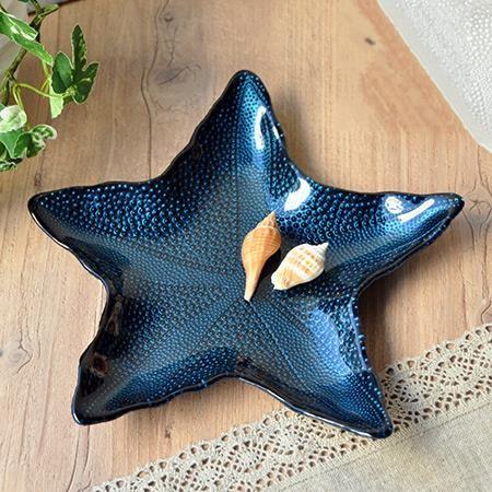 ガラス スターフィシュプレート ヒトデ M ブルー おしゃれ お皿 マリン 海 スタイリッシュ かわいい ハワイアン | 