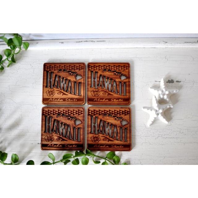 HAWAIIコースター 4枚セット ハワイアン 雑貨 ギフト ハワイ ビーチハウス フラ おしゃれ かわいい コースター |  | 01