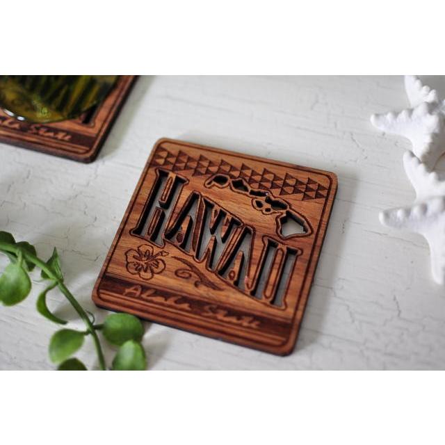 HAWAIIコースター 4枚セット ハワイアン 雑貨 ギフト ハワイ ビーチハウス フラ おしゃれ かわいい コースター |  | 03