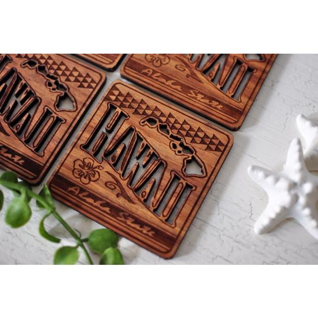 HAWAIIコースター 4枚セット ハワイアン 雑貨 ギフト ハワイ ビーチハウス フラ おしゃれ かわいい コースター |  | 04