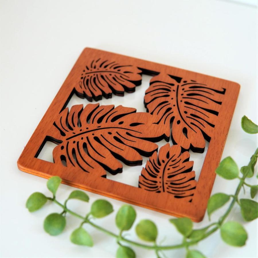 ハワイアン柄 鍋敷き ウッド製 ハワイアン雑貨 おしゃれ コースタル ハワイ インテリア メール便OK | 