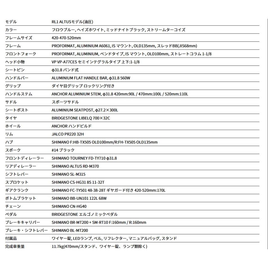 (西濃支店止め送料無料一部割引) ANCHOR アンカーRL1 油圧式ディスクブレーキ 2025年 BRIDGESTONE (ブリヂストン) クロスバイク 完成車 700C_5