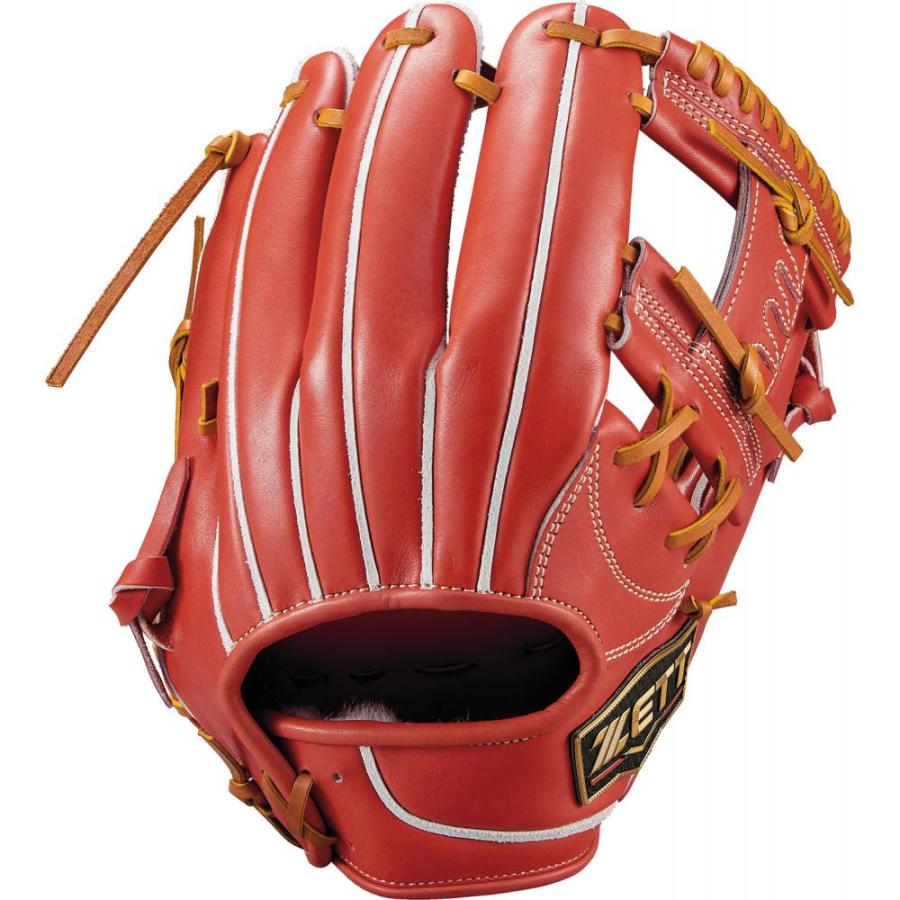 レッド レザー 硬式グローブ オープンポケット ZETT PROSTATUS 硬式グローブ 赤