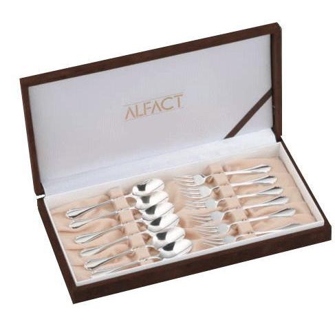 ALFACT 洋白銀器フルール コーヒースプーン、姫フォークセット12pc (名入れ無料)【カトラリーセット】【日本製/荒澤製作所/アルファクト】