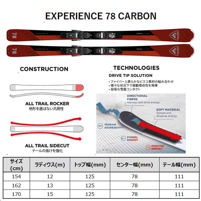 ROSSIGNOL ロシニョール スキー板 【2024-2025】 EXPERIENCE 78 CARBON