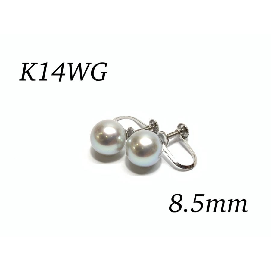 あこや真珠 8.5mm K14WG イヤリング グレーカラー パール 普段