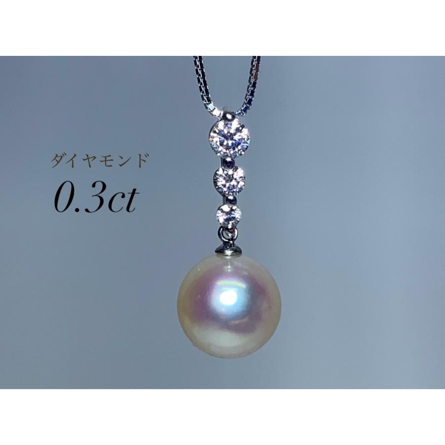 あこや真珠 10mm ペンダントネックレス K18WG ダイヤモンド 0.3 あこや真珠 10mm ペンダントネックレス K18WG ダイヤモンド 0.3