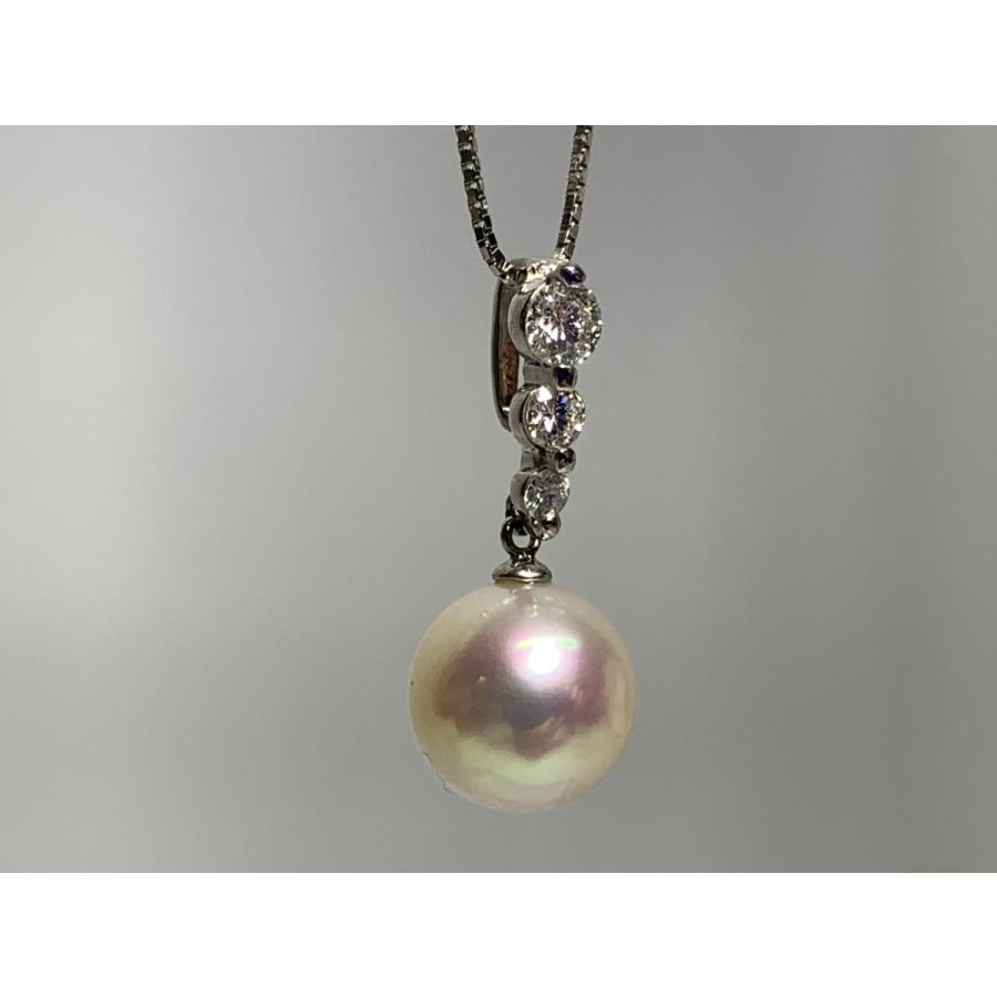 あこや真珠 10mm ペンダントネックレス K18WG ダイヤモンド 0.3 あこや真珠 10mm ペンダントネックレス K18WG ダイヤモンド 0.3