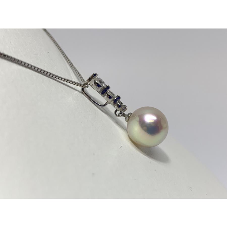 あこや真珠 10mm ペンダントネックレス K18WG ダイヤモンド 0.3 あこや真珠 10mm ペンダントネックレス K18WG ダイヤモンド 0.3
