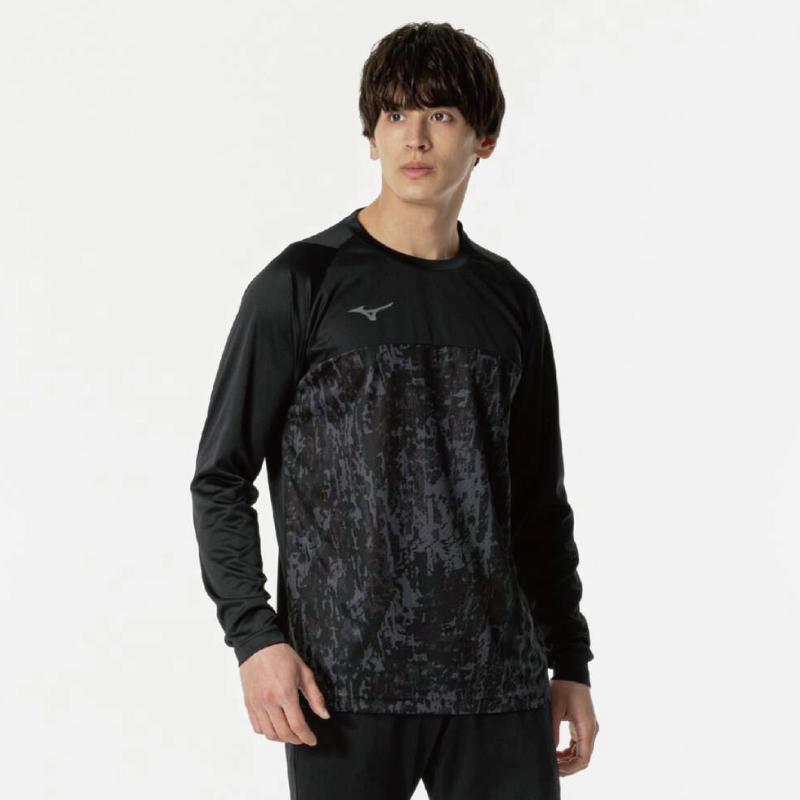 Mizuno ブラック 長袖シャツ サッカー 静岡学園高校　選手権限定部屋着 MIZUNO（ミズノ） （35%OFF）Mizuno/ミズノ ロングスリーブフィールド