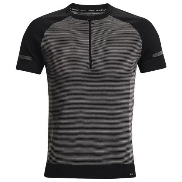 UNDER ARMOUR アンダーアーマー ランニング Tシャツ 半袖 UAインテリニット 1/2ジップ ショートスリーブ 1366503 メンズ ブラック/コンクリート｜sports-diary