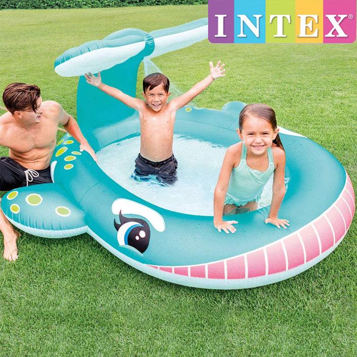 インテックス プール INTEX ホエールスプレープール U-57440 201x196x91cm 豪華で新しい シャワー付きキッズ ビニールプール 選ぶなら 子供 家庭用プール