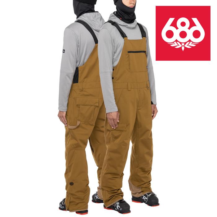 SALE／63%OFF】 美品 686 メンズ スノーボードビブパンツ L 茶色