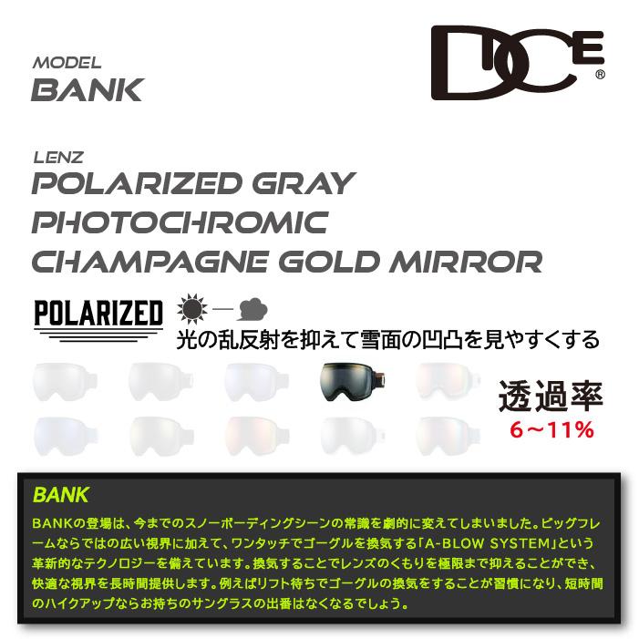 ダイス ゴーグル 23-24 DICE BANK BK35573 Y Polarized Gray/Photochromic/Champagne Gold Mirror バンク 偏光 調光 スノーボード スキー 日本正規品 予約 ダイス ゴーグル DICE BANK BK35573 Polarized Gray/Photochromic/Champagne Gold Mirror バンク 偏光 調光 スノーボード スキー 日本正規品
