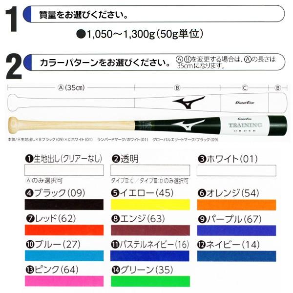 ミズノ オーダーバット グローバルエリート トレーニングバット オーダー タイプB 本体3色カラー 打撃不可 野球 素振り用 1cjwt90200-b｜sports-musashi｜02