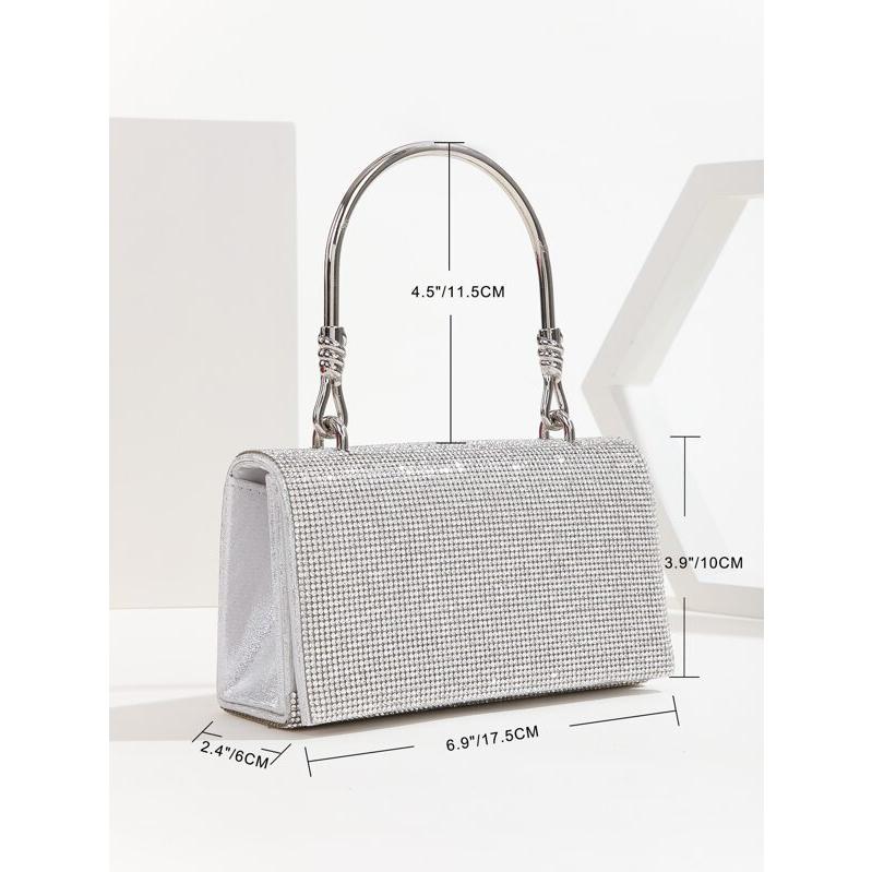 レディース バッグ クラッチ オールオーバー ラインストーンデコレーション フラップ スクエアバッグ 格安saleスタート