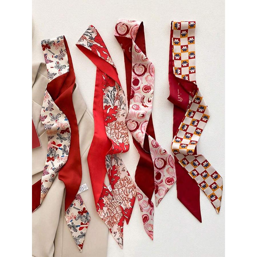 アクセサリー レディース スカーフ 大人気! 4枚セット 細長いレッド