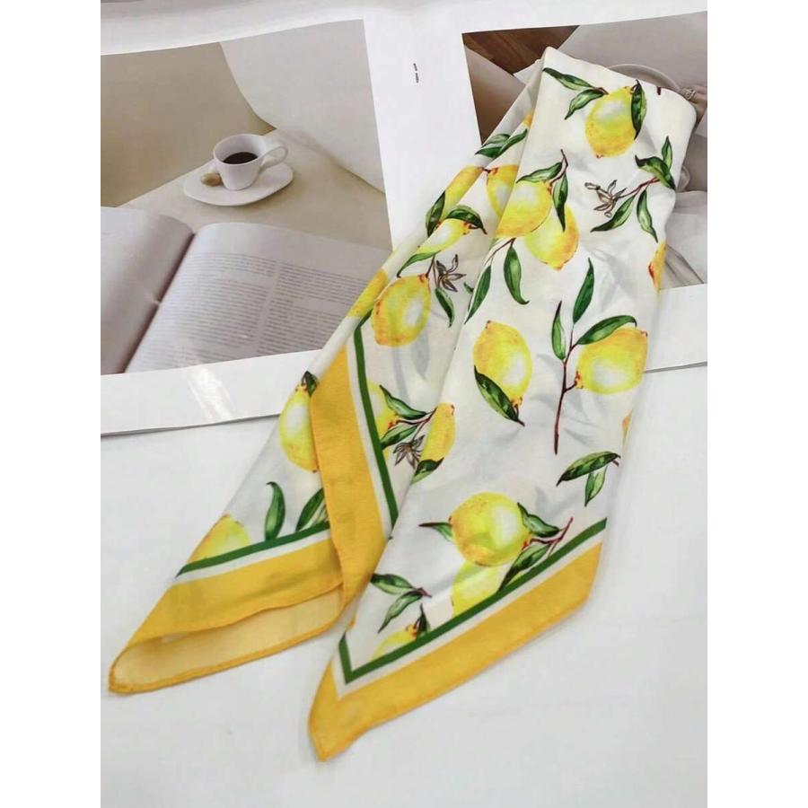 イタリア製　BATTISTONI　シルクスカーフ　レモン柄 アクセサリー レディース スカーフ レモン柄シルクスカーフ 1枚
