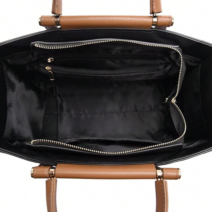 【限定特価】 レディース バッグ トートバッグ 1個 立体感のある文字の型押し レイアウトが印象的 黒 大きなバッグ 通勤女子に トートバッグ