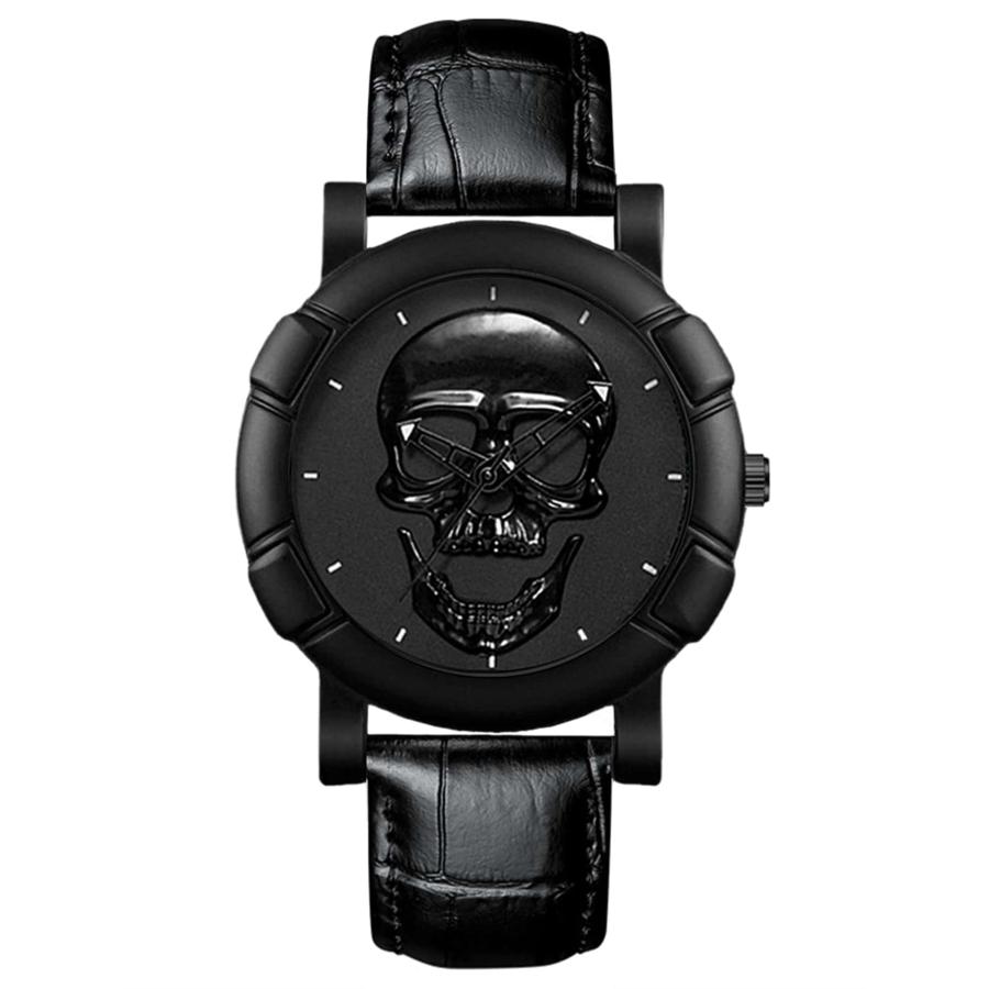 腕時計 メンズ クォーツ メンズ クラシック スケルトン スカル デザイン ビジネス & パーソナライズされた  レザー腕時計｜sports-studio2013｜03