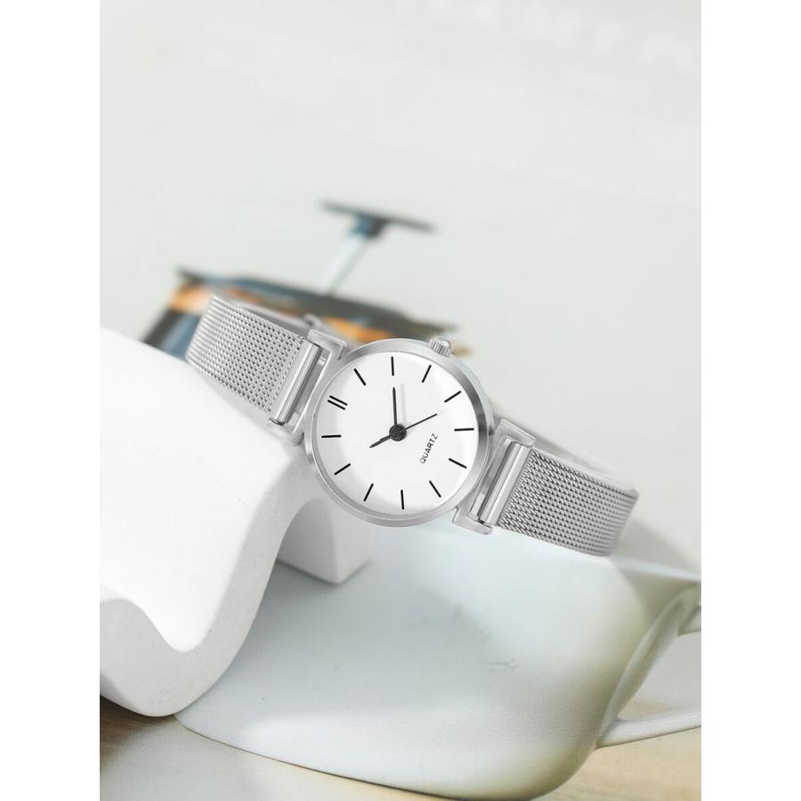 腕時計 レディース セット ミニマリスト 腕時計 丸型指針 クオーツ 1個 & リーフデコレーション バングル ホリデー 1個｜sports-studio2013｜05