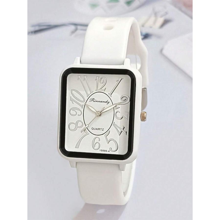 腕時計 レディース クォーツ 1個 ホワイト シリコーンストラップ