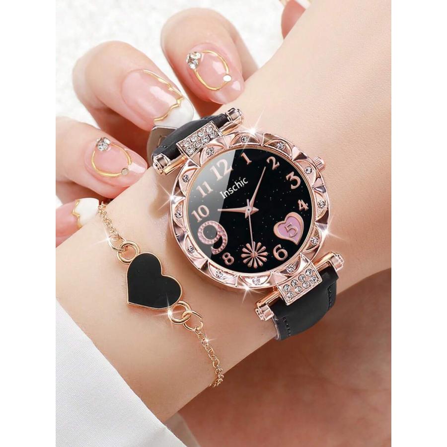 腕時計 レディース セット 1個 ファッショナブルなPUレザーベルト