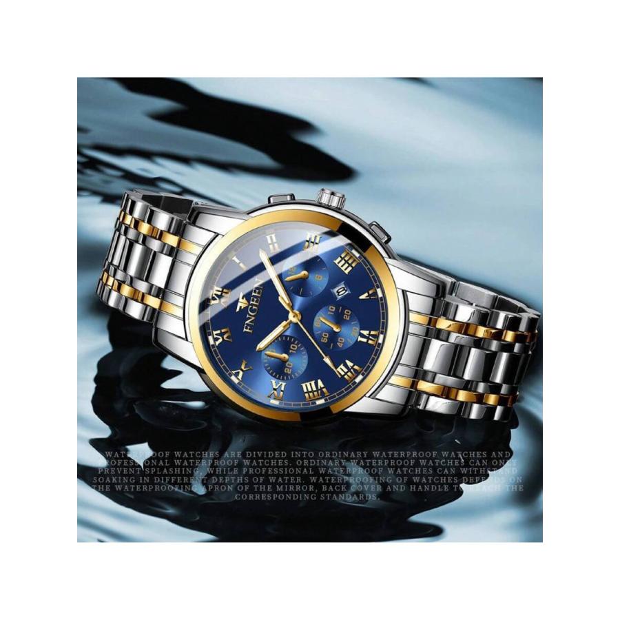 腕時計 ペアウォッチ 2個セット カップル用腕時計、防水機能付きのローマ数字の青い文字盤、カレンダー機能付き、男性と女性のためのク｜sports-studio2013｜04