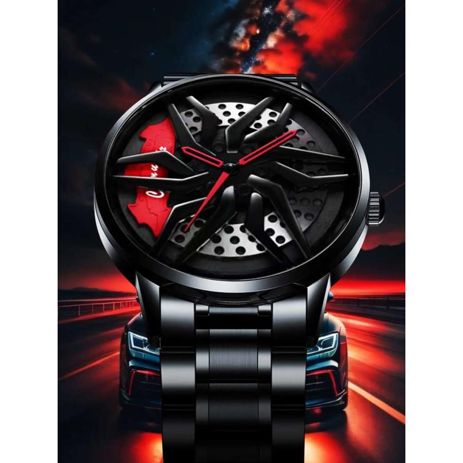 Snap-on ブレーキキャリパー 時計 腕時計 メンズ クォーツ クリエイティブ スポーツ 黒 ブレーキ