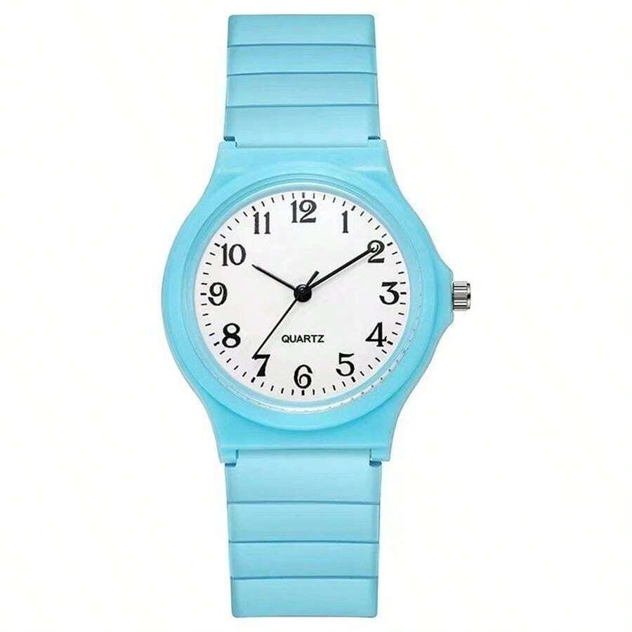 腕時計 レディース デジタル シンプルなデザインで、調整可能なブルーシリコーン製の女性向けアラビア数字時計 1本。試験に適した静音｜sports-studio2013｜05