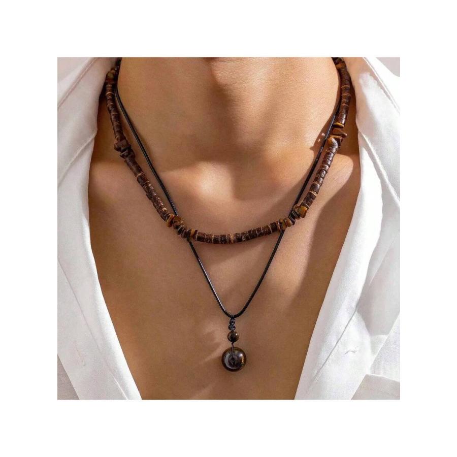 ジュエリー メンズ ネックレス 2個 天然石ペンダントネックレス