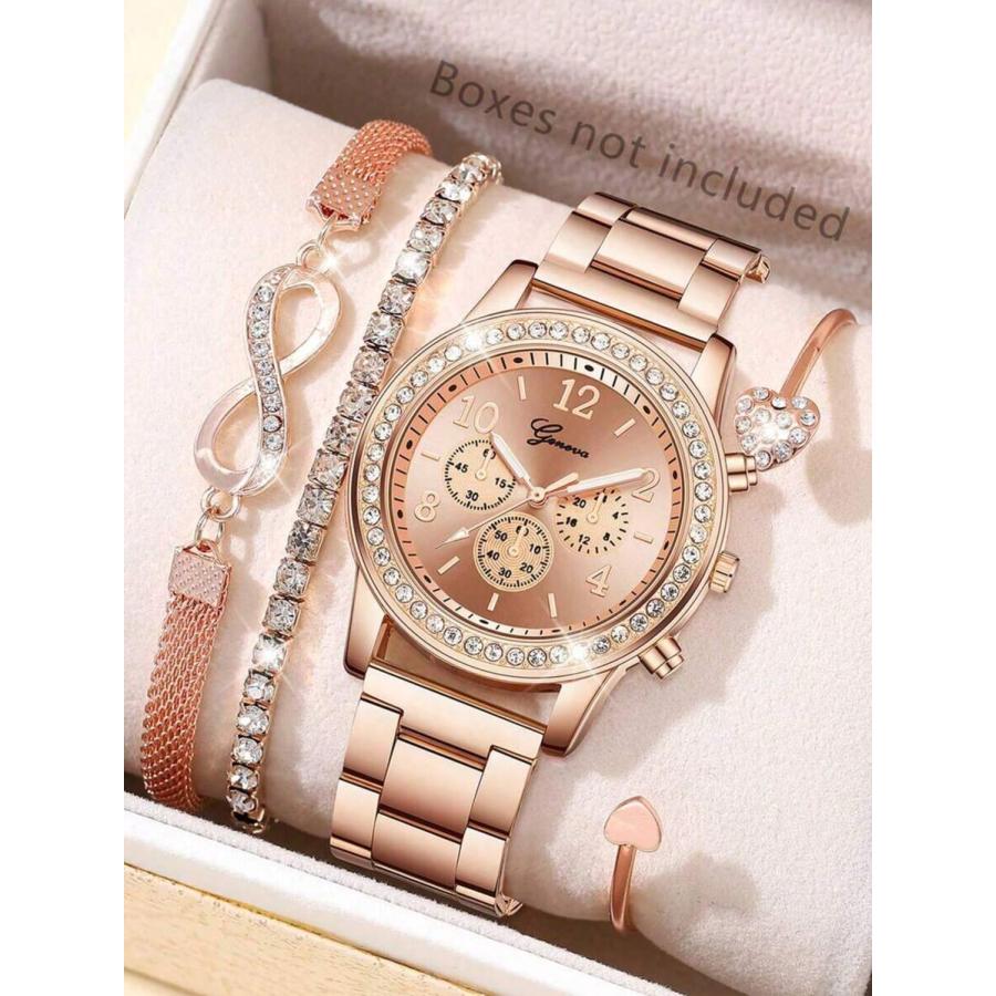 腕時計 レディース セット ステンレス鋼 ローズゴールド ストラップ 4