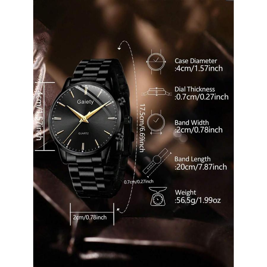 腕時計 メンズ セット 5個セット ブラックメタルバンド メンズ腕時計