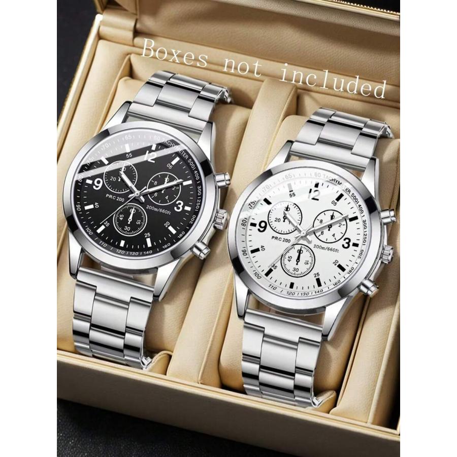 腕時計 メンズ セット 2個セット メンズシルバーストラップ ファッショ