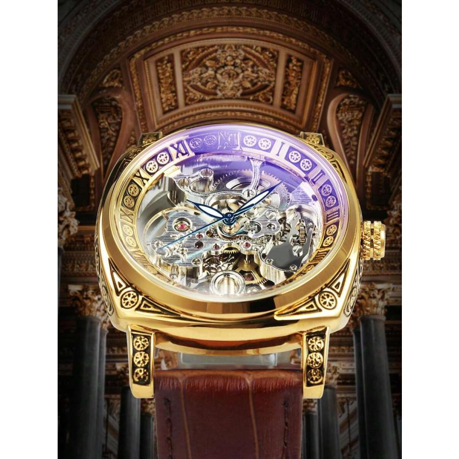 腕時計 メンズ 機械式 1個 レトロ スクエア メカニカル ロイヤル