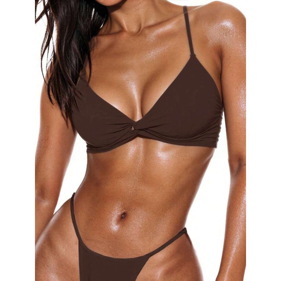 22 水着 レディース 水着 トップス 女性用無地ツイストフロントセクシーな