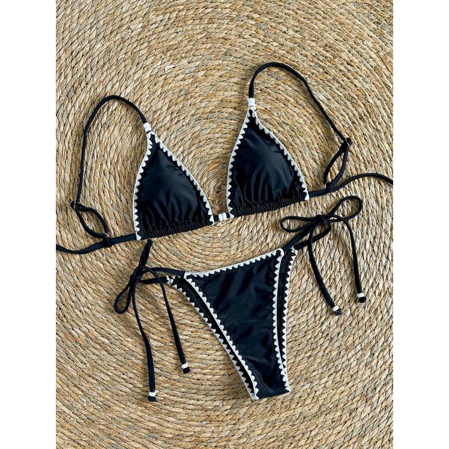 レディース 水着 ビキニセット 女性用無地スパゲッティストラップ貝殻