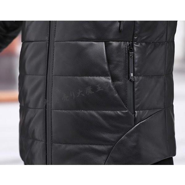 超美品！羊皮ダウン　ブラック 送料無料!】全10サイズ メンズ シープファーカラー ブラックラムスキン