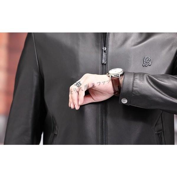 レザージャケットメンズ高級ラム革羊革防風防寒40代50代60代革