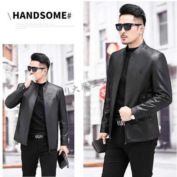 レザージャケットメンズ高級ラム革羊革防風防寒40代50代60代革