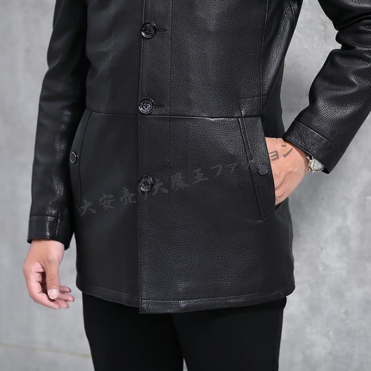 メンズ ジャケット 鹿革 本革 バイク ライダース ジャケット 上品 革ジャン スリムタイプ ジャケット ミリタリー レザーコート メンズ かっこいいの画像