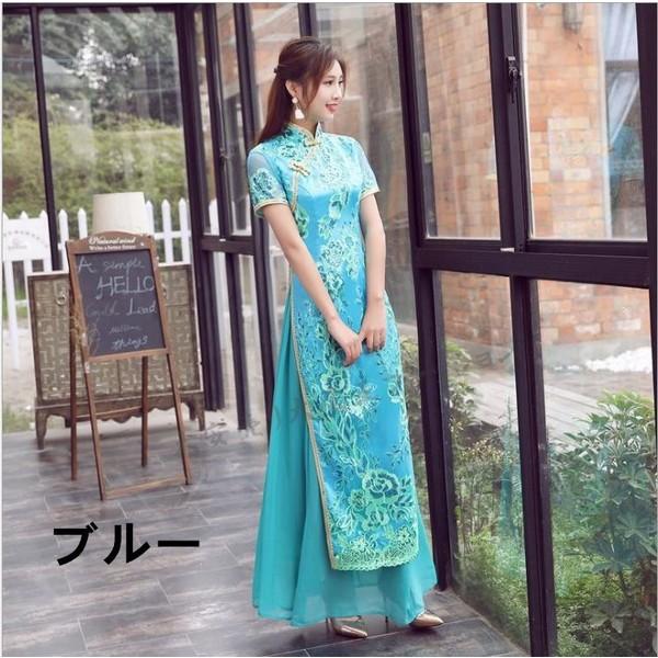 チャイナドレス ワンピース レディース ロング丈 チャイナ服 アオザイ 重ね着 半袖 ステージ衣装 ドレス 結婚式 二次会 パーティー おしゃれ 新作 Shirt115 アウトドア用品 通販 Yahoo ショッピング