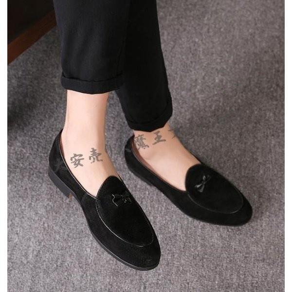 タッセルメンズローファー本革スエードスリッポンビジネスシューズ