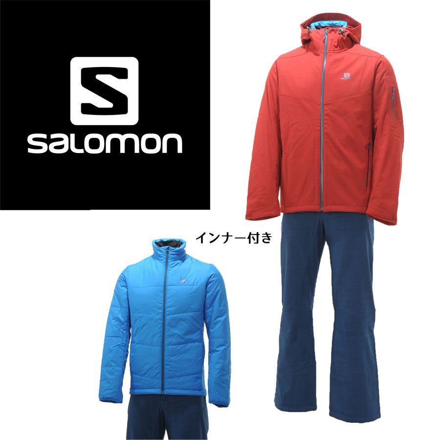 SALOMON(サロモン) L36368200/L36363600 メンズ 中綿インナー付き スキーウェア 上下セット ソフトシェル☆RED